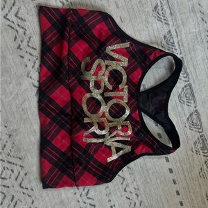 Victoria's Secret Red and Black Plaid Sports Bra